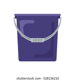 Blue flat empty bucket icon logo vector illustration. Container garden household equipment tool isolated on white background. Cleaning service.