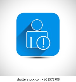 Blue flat exclamation mark user profile icon vector illustration icon