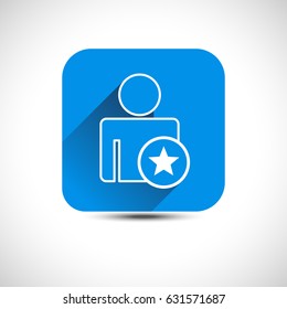 Blue flat favorite user profile icon vector illustration icon