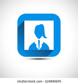 Blue flat female user profile icon vector illustration icon