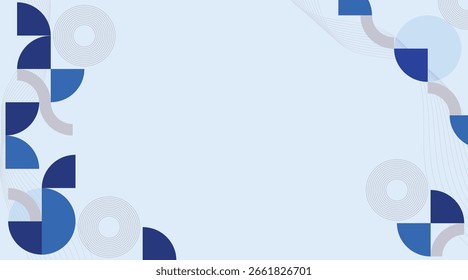Blue Flat geometric background with white space
