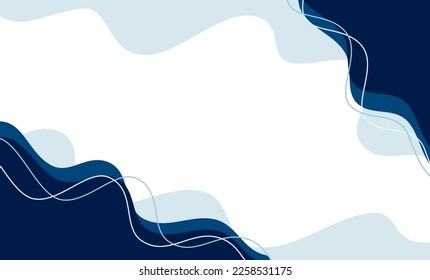 Blue flat geometric shape background, wavy shape vector
