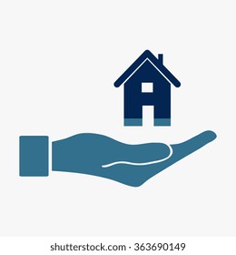 Blue flat of the hand icon with Home icon