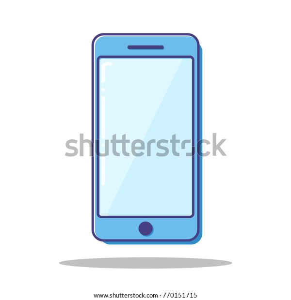 Blue Flat line icon phone.\
Vector