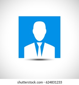 Blue flat male user profile icon vector illustration icon