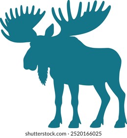 Blue flat Moose modelo vetorial ilustrações no fundo branco 