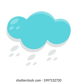 Nubes lluviosas azules planas. Icono de las nubes lindas y la caída de las gotas de lluvia. Dibujo minimalista sobre un fondo transparente.