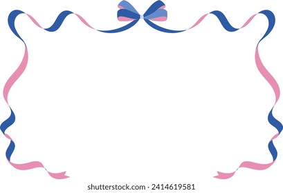 Blue Flat Ribbon Frame Background Illustration
