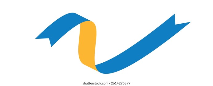 Blue flat ribbons isolated on white background. Ribbon banner vector illustration. Holiday lace.
