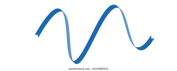 Blue flat ribbons isolated on white background. Ribbon banner vector illustration. Holiday lace.