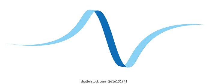Blue flat ribbons isolated on white background. Ribbon banner vector illustration. Holiday lace.