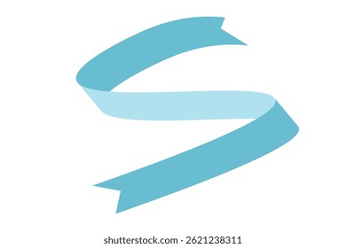 Blue flat ribbons isolated on white background. Ribbon banner vector illustration. Holiday lace.
