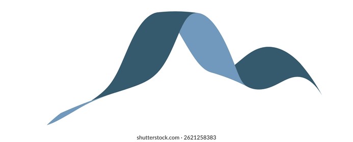Blue flat ribbons isolated on white background. Ribbon banner vector illustration. Holiday lace.