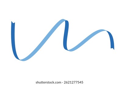 Blue flat ribbons isolated on white background. Ribbon banner vector illustration. Holiday lace.