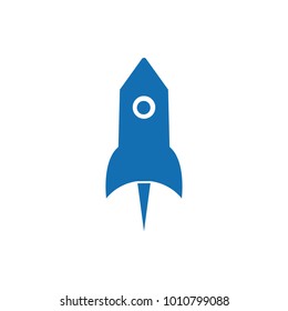 Blue flat rocket going straight  up vector