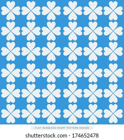 Blue flat seamless heart pattern design