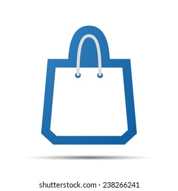 blue flat shopping bag icon