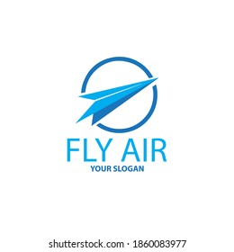 logotipo azul plano y simple del avión de papel