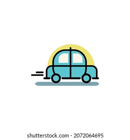 Diseño de estilo de arte en línea delgada Blue Flat para marca de coches. ilustración de línea simple