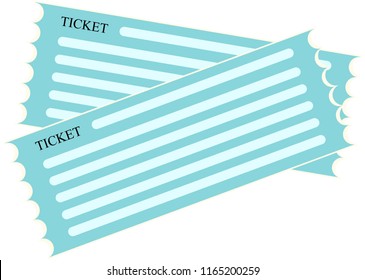 Blue flat vector icon for ticket. Isolated on white