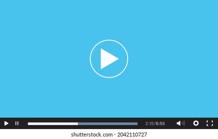 Blue flat Video player bar on white background. video player interface sign. Video player for web and mobile apps symbol. flat style.