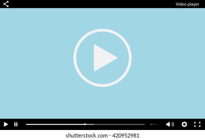 Blue flat Video player bar template for your design. Trendy Minimal Flash interface in social style. Modern vector illustration for web site and app.