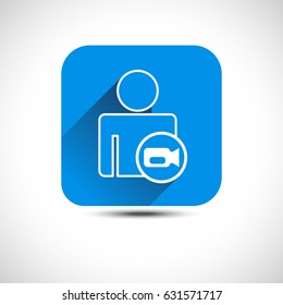 Blue flat video user profile icon vector illustration icon