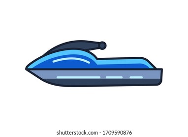 Blue flat water bike icon isolated on white background.  Jet ski vector illustration for web design.