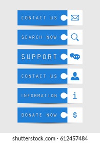 Blue flat web page buttons