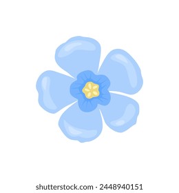 Blue flax flower isolated on white. Vector illustration. Simple flat icon.