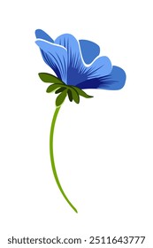 Blue flax flower isolated on white background. 