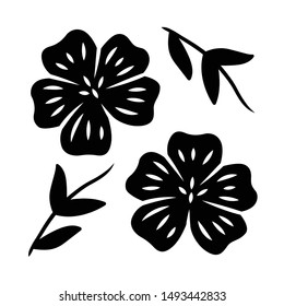 Blue flax plant glyph icon. Linen wild flower. Spring blossom. Blooming linum wildflower. Silhouette symbol. Negative space. Vector isolated illustration