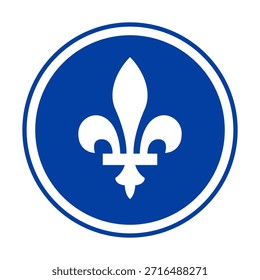 Flor-de-Lis Emblema Azul de Quebec. Vetor.