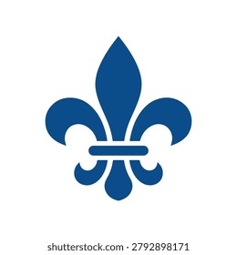 Blue fleur-de-lis symbol vector illustration, elegant and symmetrical with a sense of historical significance.