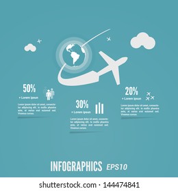 Blue flight info-graphic. Vector eps 10.