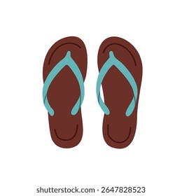 Blue flip flops with brown soles for beach or daily summer use