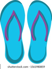 Blue flip flops, illustration, vector on white background.