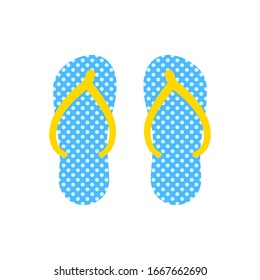 Blue flip flops isolated on white background. Beach slippers icon. Summer footwear. Vector Illustration