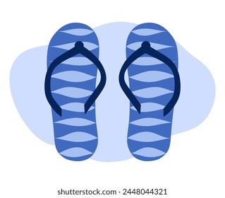 Blue Flip flops isolated vector striped design.