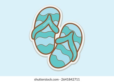 Blue Flip Flops Sticker Illustration