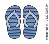 Blue flip flops - summer beach footwear vector illustration isolated on white background
