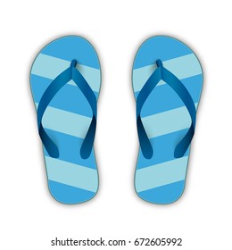 Blue flip-flops on the white background. Eps 10 vector file.