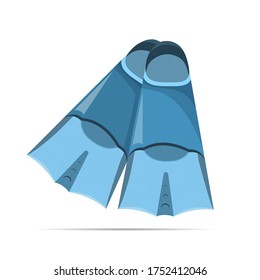 Blue flippers for diving - vector illustration
