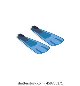 Blue flippers icon in isometric 3d style on a white background