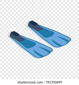 Blue flippers icon. Isometric 3d flippers vector icon on transparent background