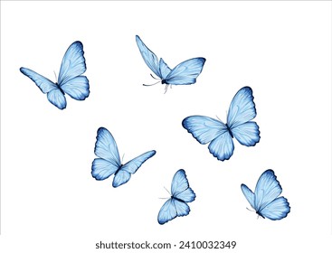 blue flock butterfly hand drawn design