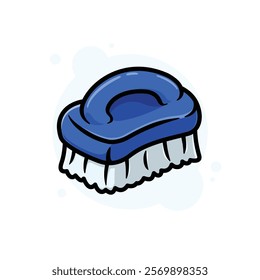 Blue Floor Brush Cartoon Icon Vector Illustration. Isolated background.