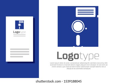 Blue Floppy disk in the 5.25-inch icon isolated on white background. Floppy disk for computer data storage. Diskette sign. Logo design template element. Vector Illustration