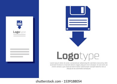 Blue Floppy disk backup icon isolated on white background. Diskette sign. Logo design template element. Vector Illustration