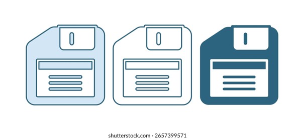 Blue Floppy disk for computer data storage icon isolated on white background. Diskette sign.  Vector